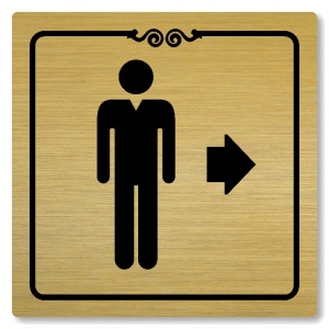 WC muži vpravo, 100x100mm, zlatá, Texas